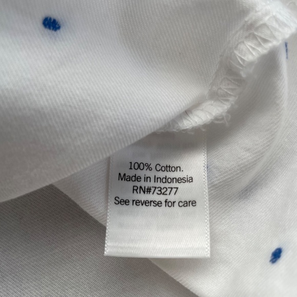 CROFT & BARROW Size XXL White & Blue Clip Dot Pop Over Blouse 100% Cotton - Picture 5 of 6